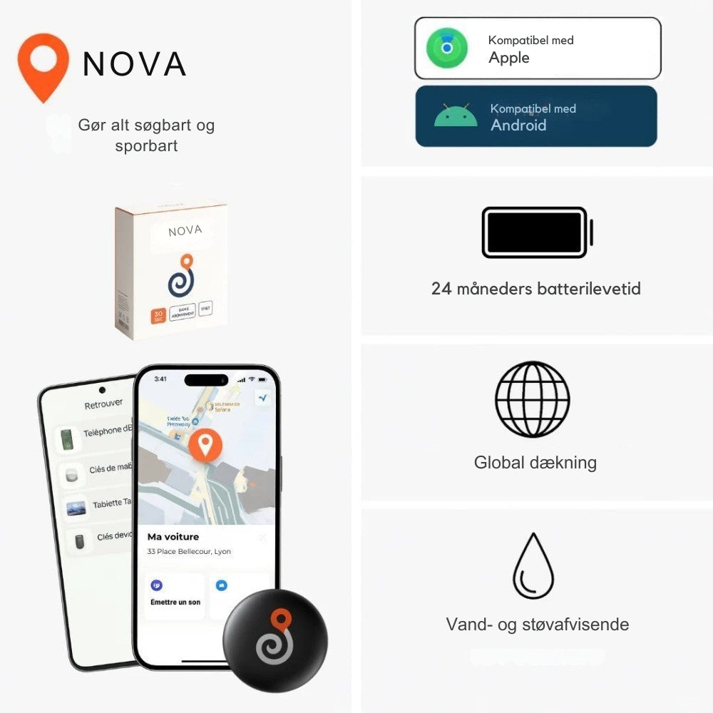 Nova GP90 – GPS-tracker uden abonnement (Android/iOS)